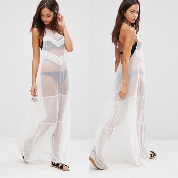 French Connection Dresses & Skirts - French Conn Sheer Beach Maxi Dress Halter